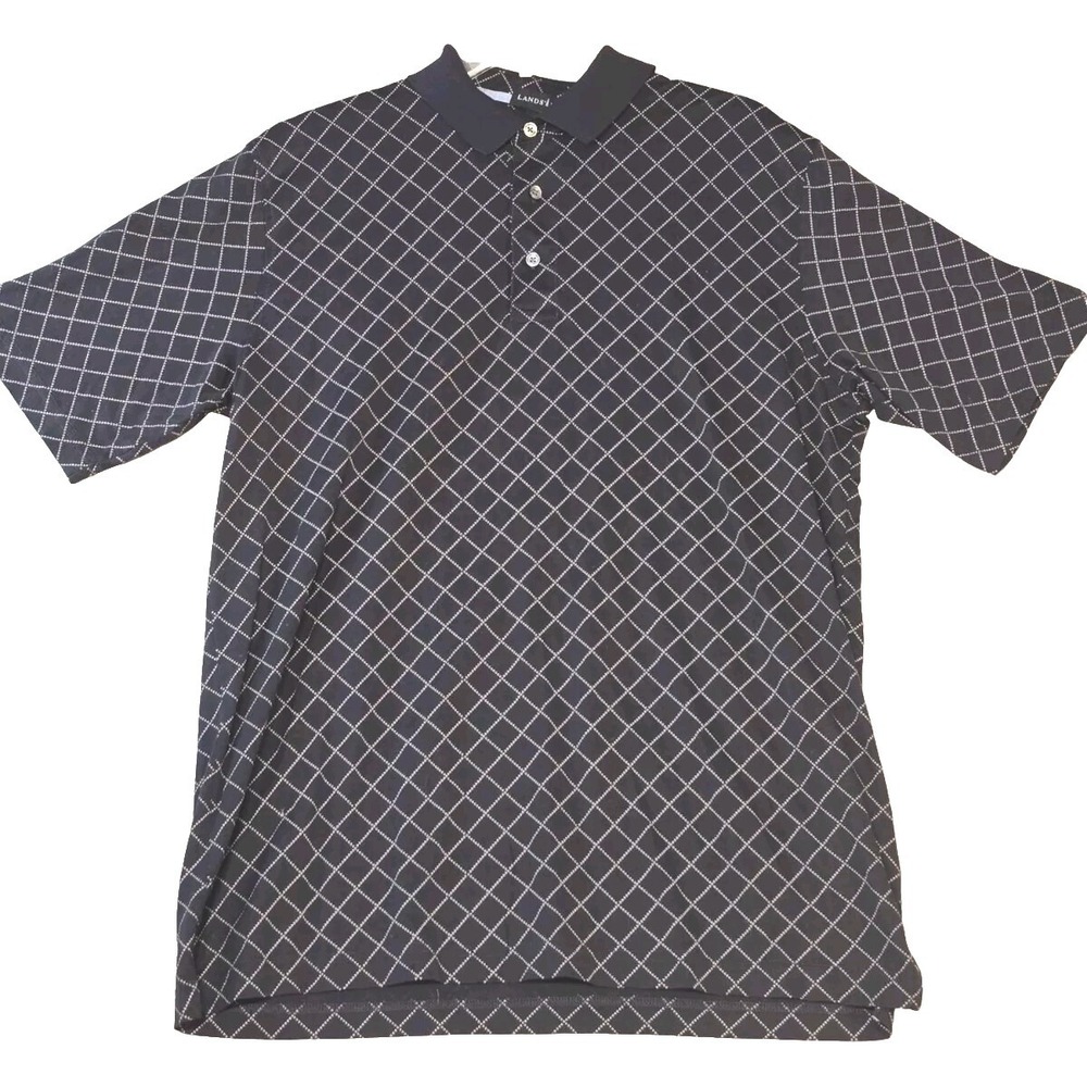 Lands End Mens Lg Argyle Golf Polo Shirt Navy Blue‎ Green Pink Short Sleeve New